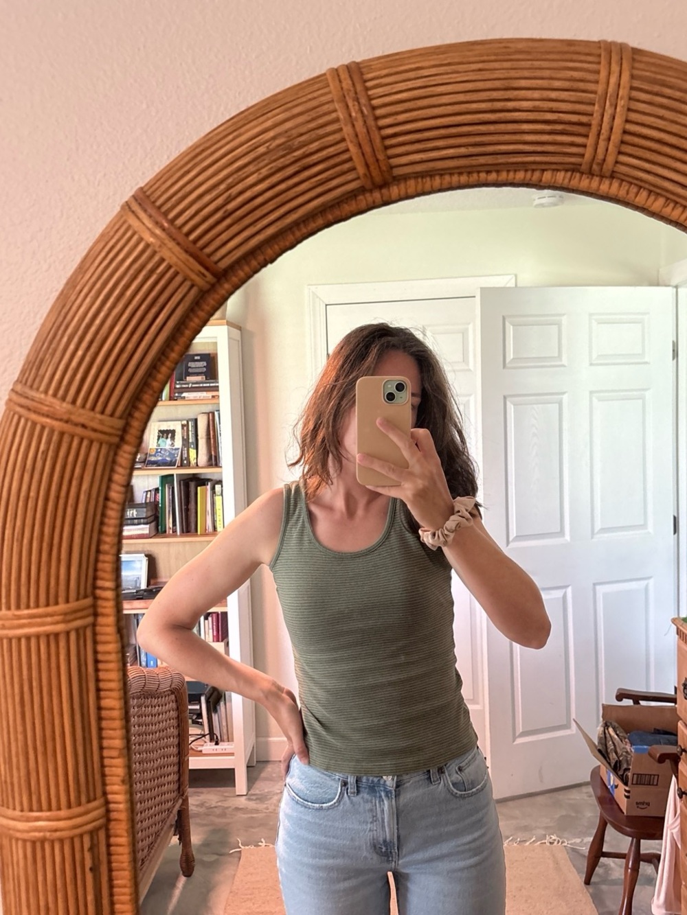 Women’s Olive Green Striped Tank Top